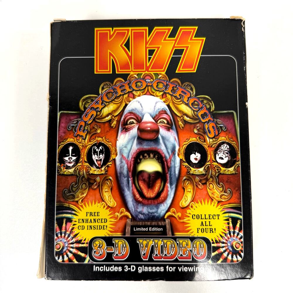 Vintage 1998 Kiss Psycho-Circus 3D VHS Video Box Set with Glasses & CD UNTESTED